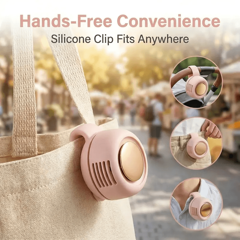 Rechargeable Bladeless Waist Fan, 3‑Speed Silent Mini Clip‑on Fan for Outdoor