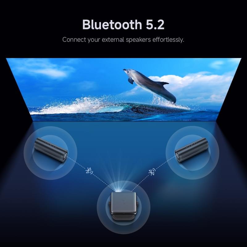 360° Rotatable Stand Smart Projector Android WiFi6 BT5.4 Auto Keystone Home Cinema