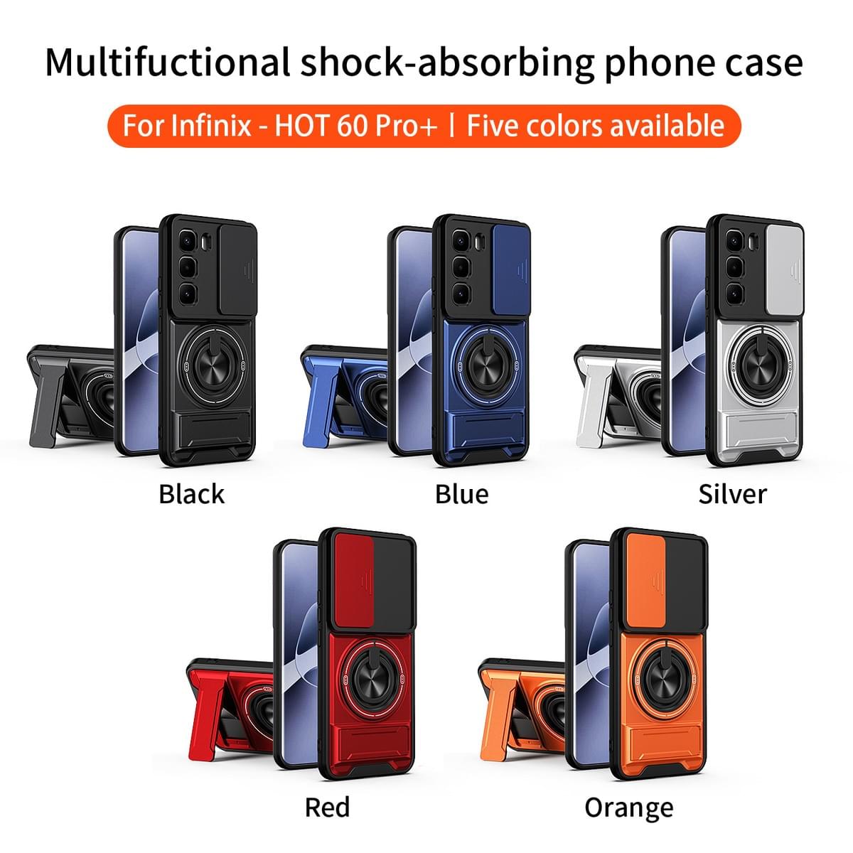 Magnetic Kickstand Phone Case with Slide Camera Cover for Tecno & Infinix