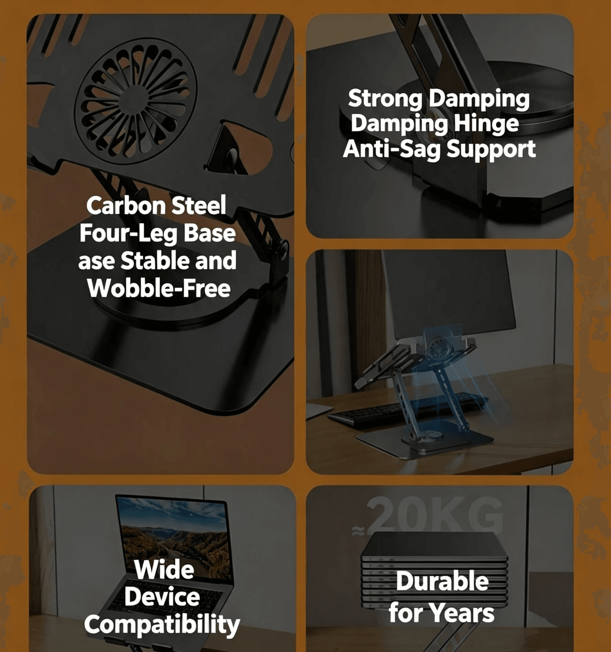 Dual‑Fan Cooling Laptop Stand | 360° Rotation Ergonomic Aluminum Alloy Notebook Holder