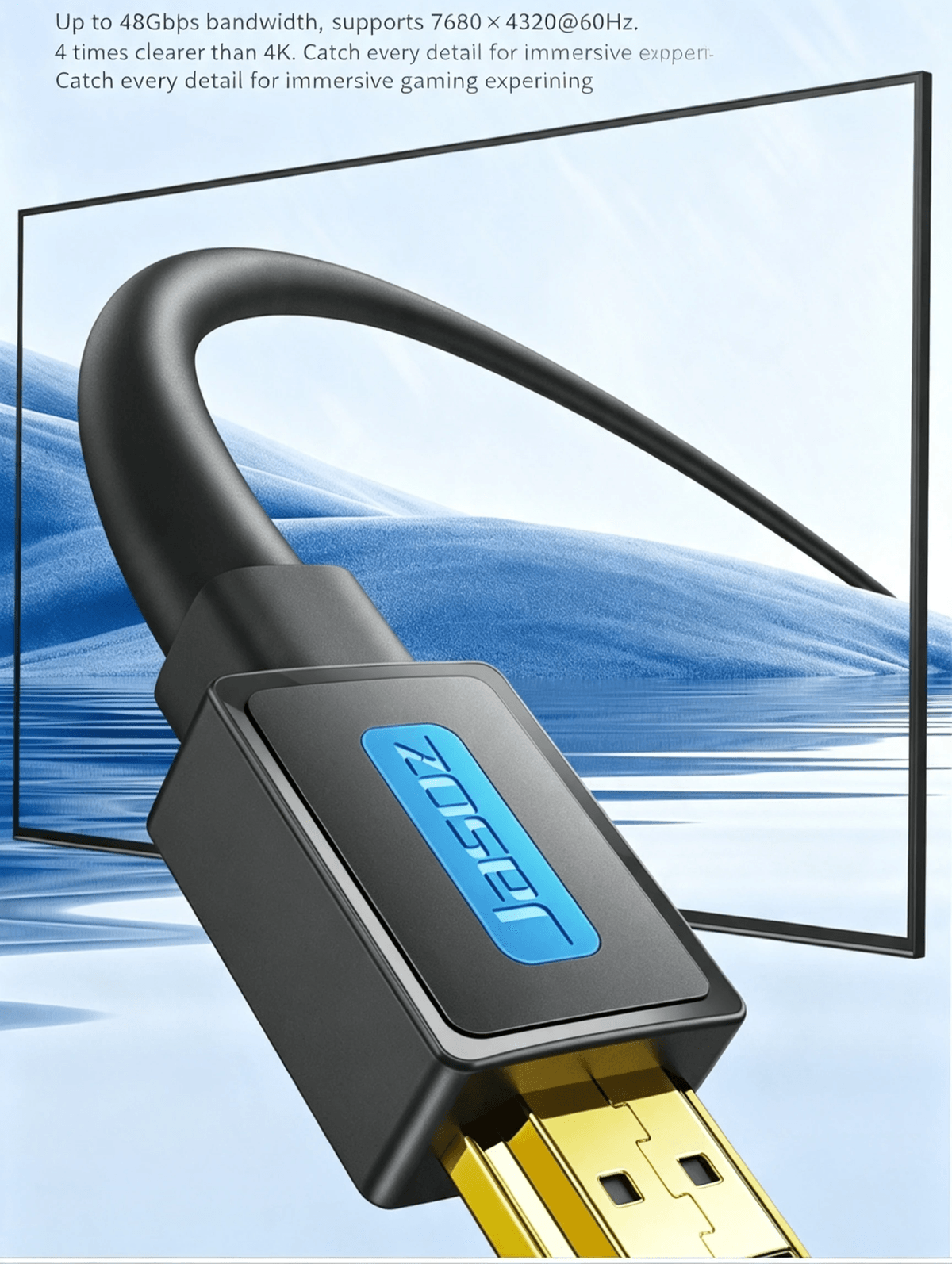 8K HDMI 2.1 High‑Speed Cable | 48Gbps, Dynamic HDR Support