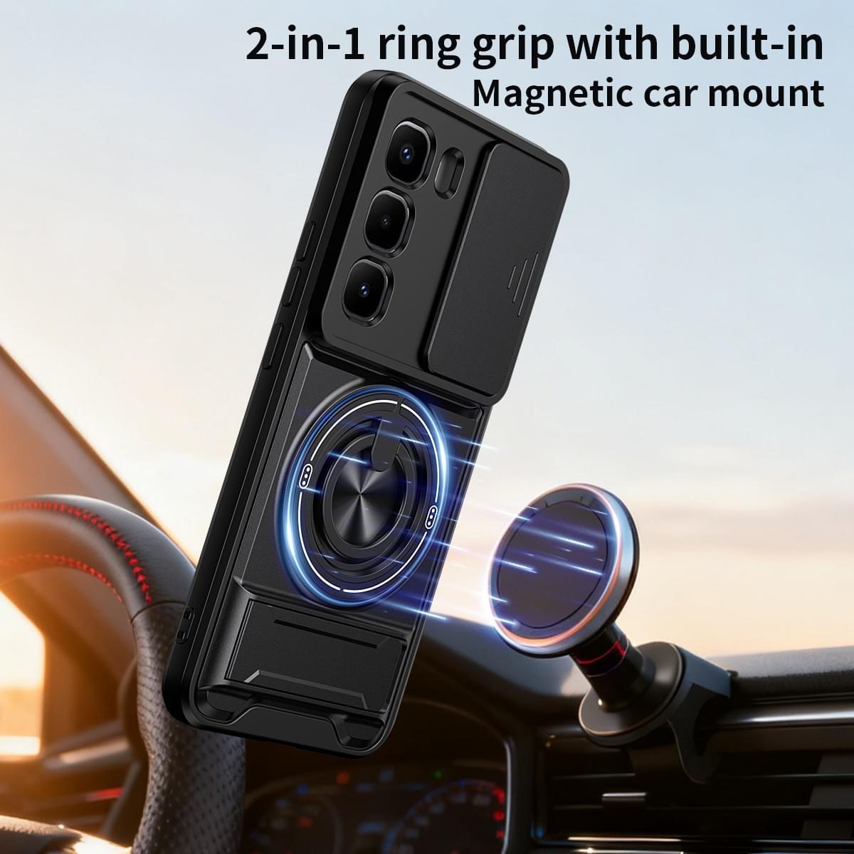 Magnetic Kickstand Phone Case with Slide Camera Cover for Tecno & Infinix