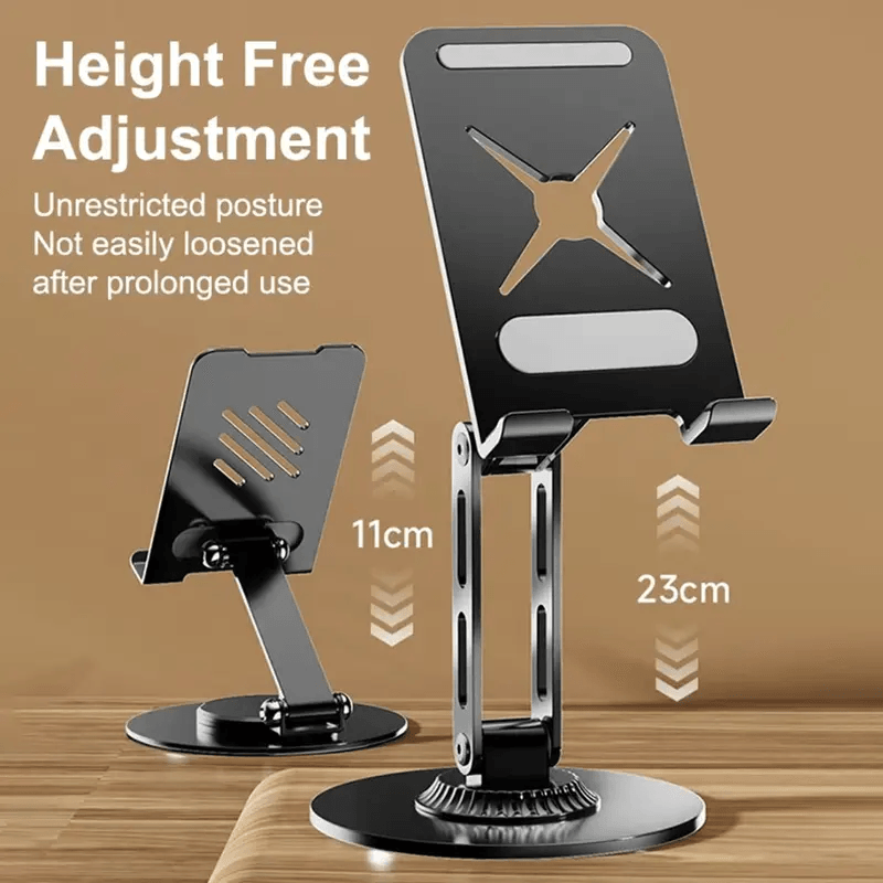 360° Rotation Foldable Metal Phone Tablet Stand, Adjustable Desktop Holder
