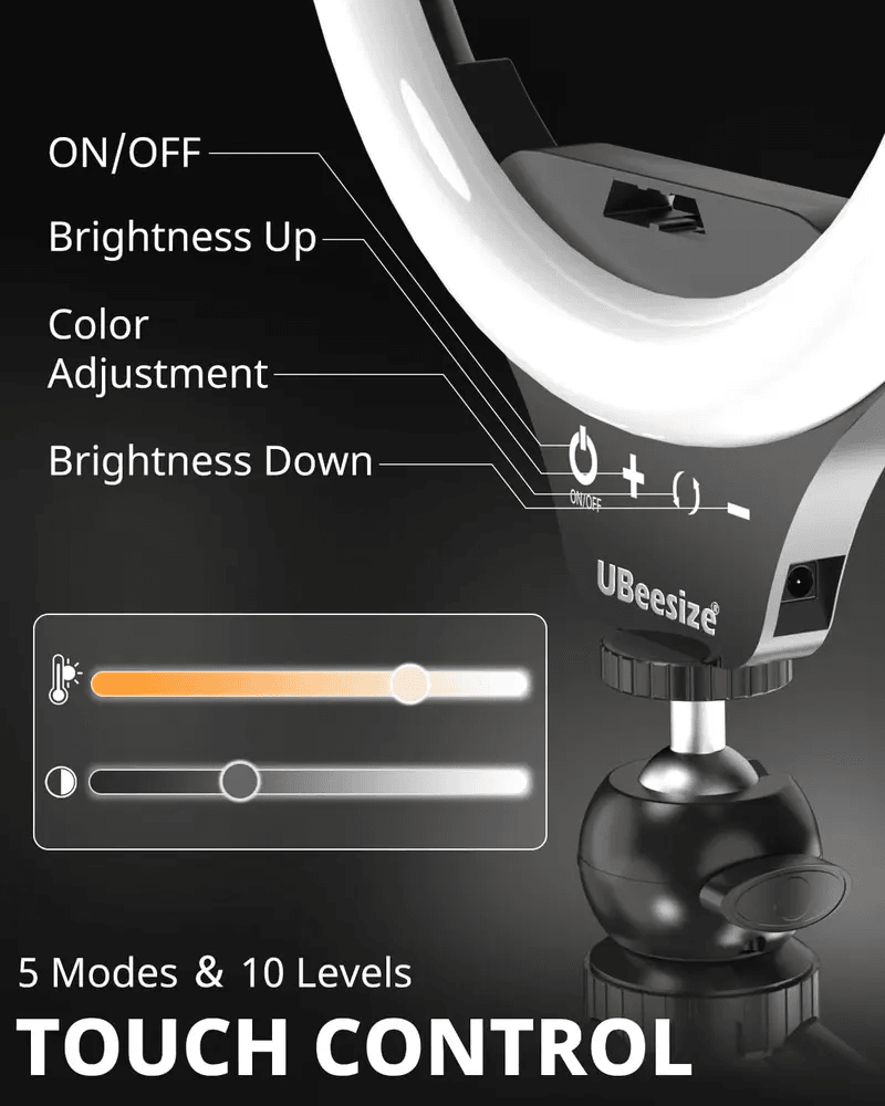 Ring Light with Tripod & Bluetooth Remote, Dimmable Selfie Light for Live Makeup Vlog