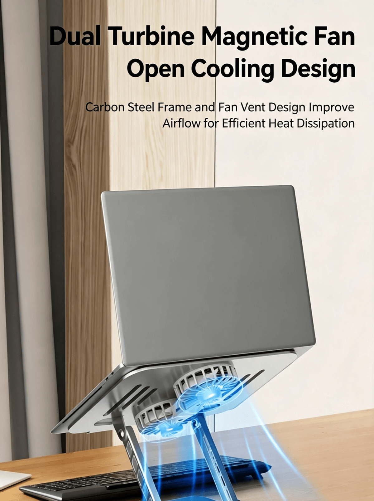 Dual‑Fan Cooling Laptop Stand | 360° Rotation Ergonomic Aluminum Alloy Notebook Holder