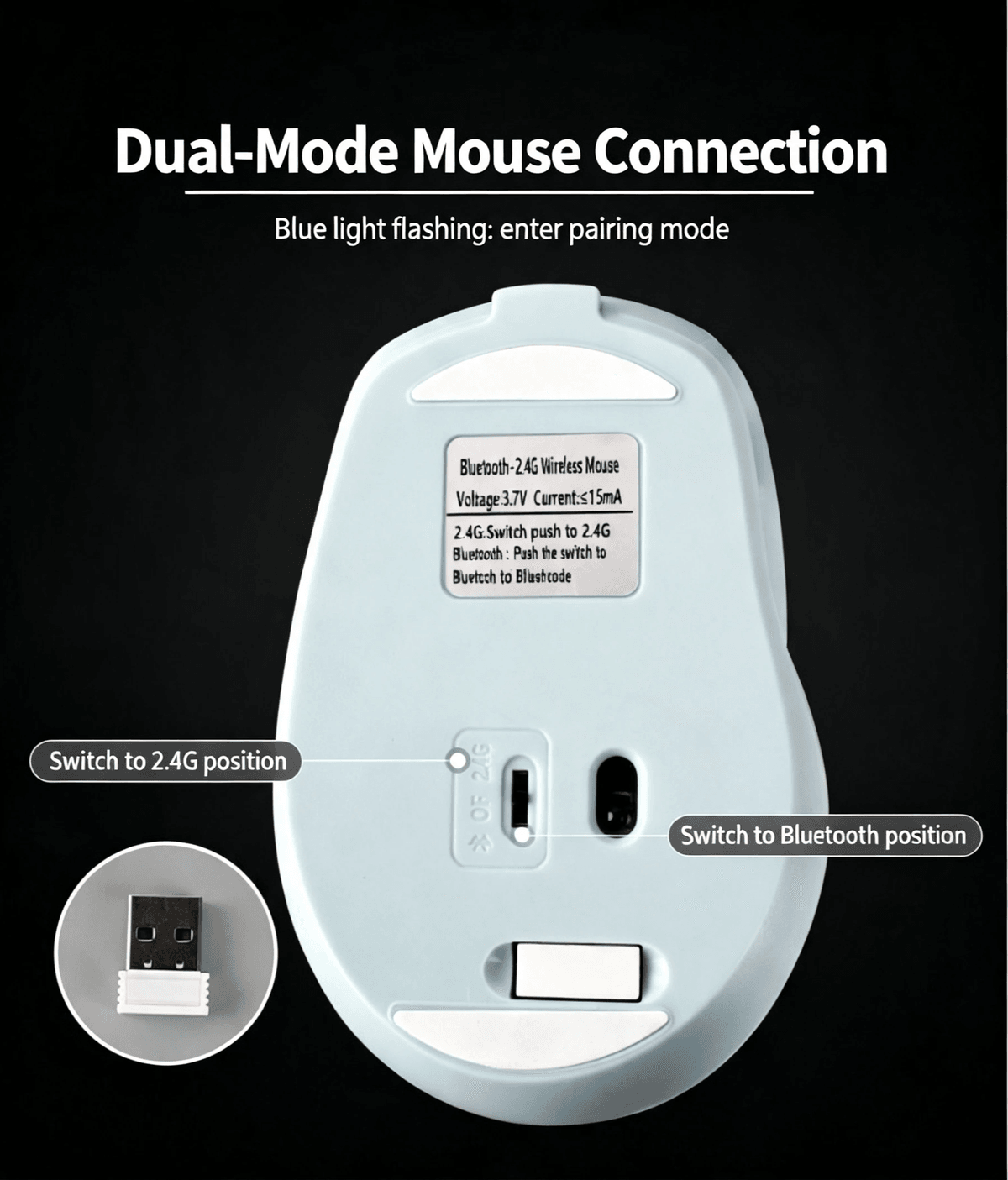 Pastel Dual Mode Wireless Silent Mouse | Bluetooth & 2.4G