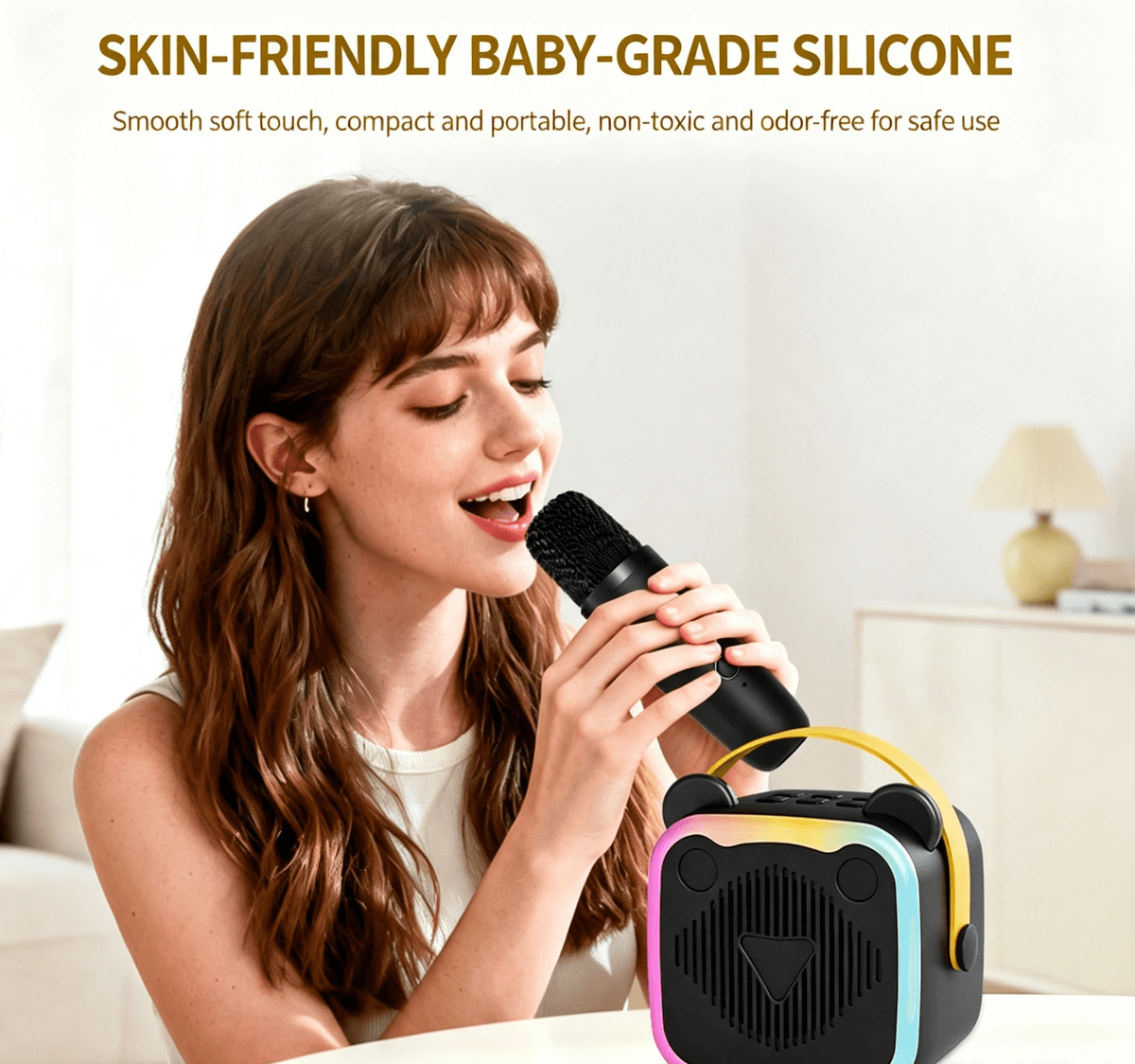 Mini Karaoke Bluetooth Speaker|Built‑in Mic|Live Streaming