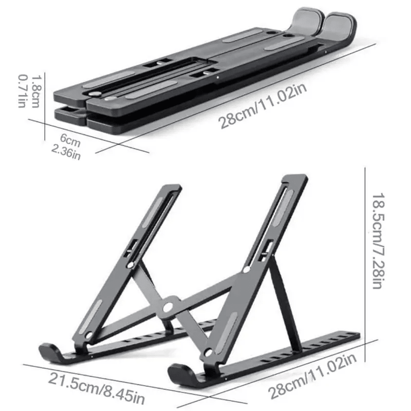 Foldable Height‑Adjustable Portable Heat‑Dissipating Bracket for Desktop Computers and Tablets