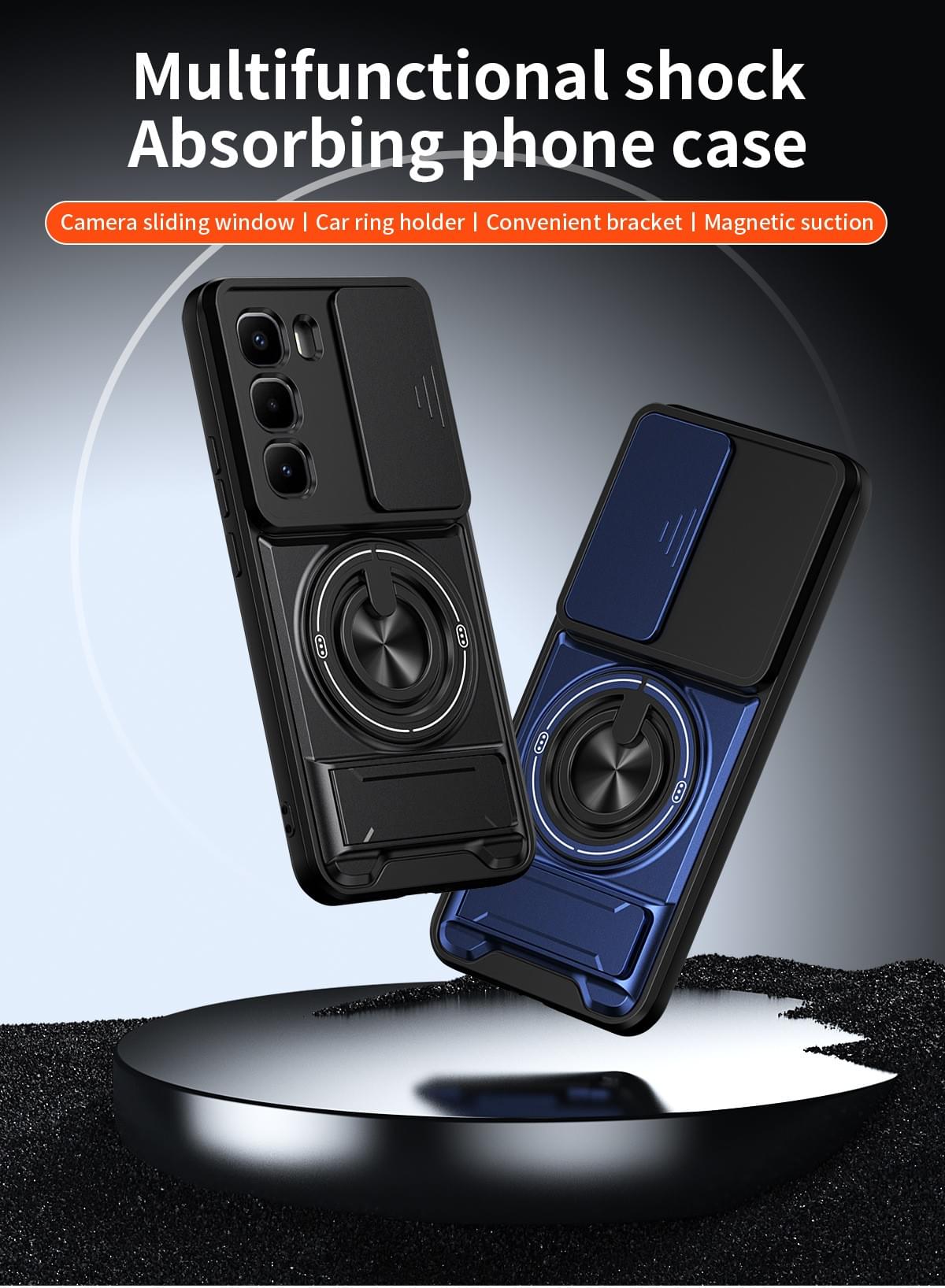 Magnetic Kickstand Phone Case with Slide Camera Cover for Tecno & Infinix