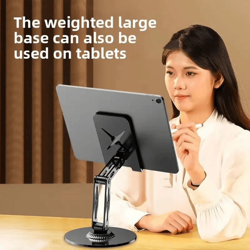 360° Rotation Foldable Metal Phone Tablet Stand, Adjustable Desktop Holder