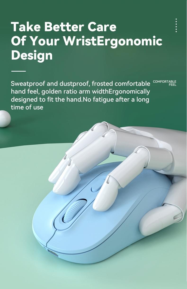 Rechargeable Wireless Mouse, 2.4G Bluetooth Dual Mode Ergonomic Silent Mouse, Type C Charging Comput