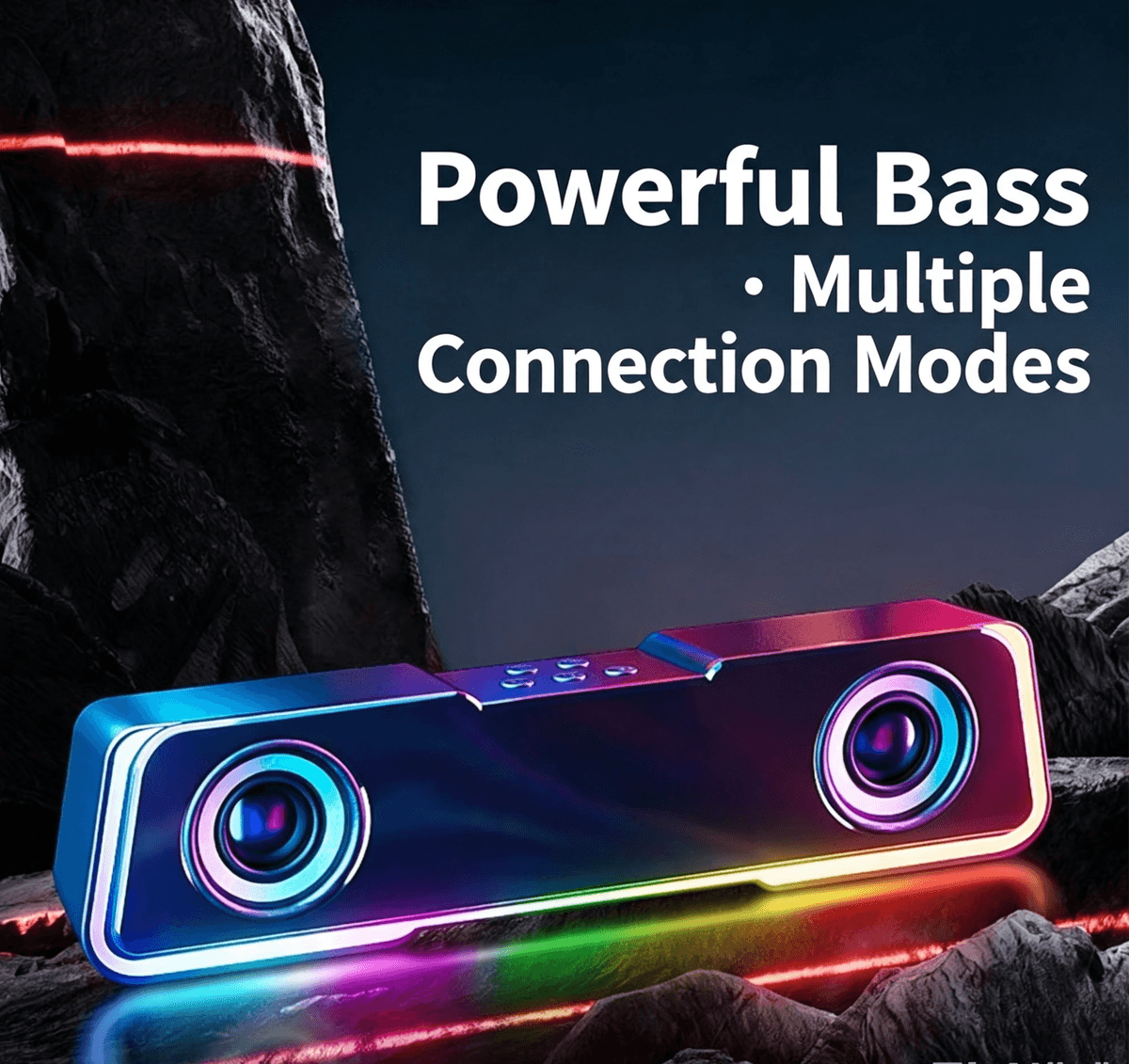 RGB Gaming Desktop Soundbar | Bluetooth & Wired Dual Connection