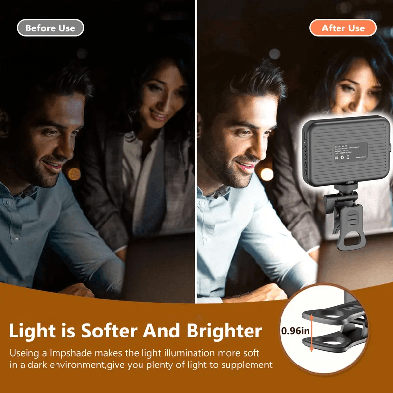 Clip‑on Rechargeable LED Fill Light, Portable Selfie Light for Phone Laptop Live Vlog
