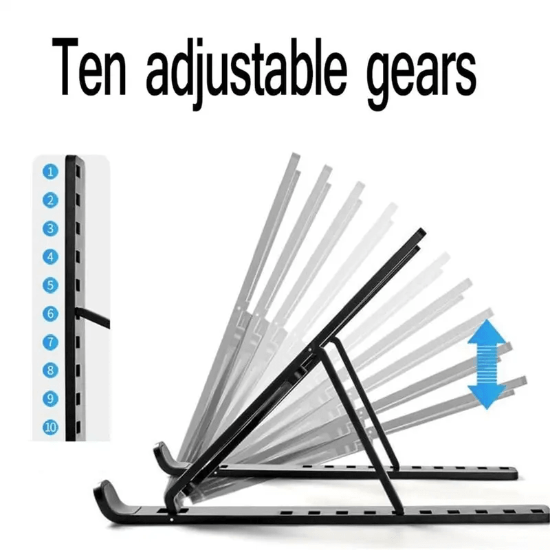 Foldable Height‑Adjustable Portable Heat‑Dissipating Bracket for Desktop Computers and Tablets