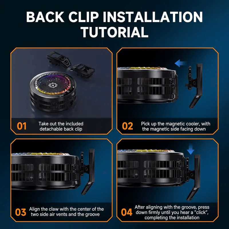 Semiconductor Phone Cooler, Magnetic Clip‑On RGB 3‑Speed Fan for Gaming Live Stream