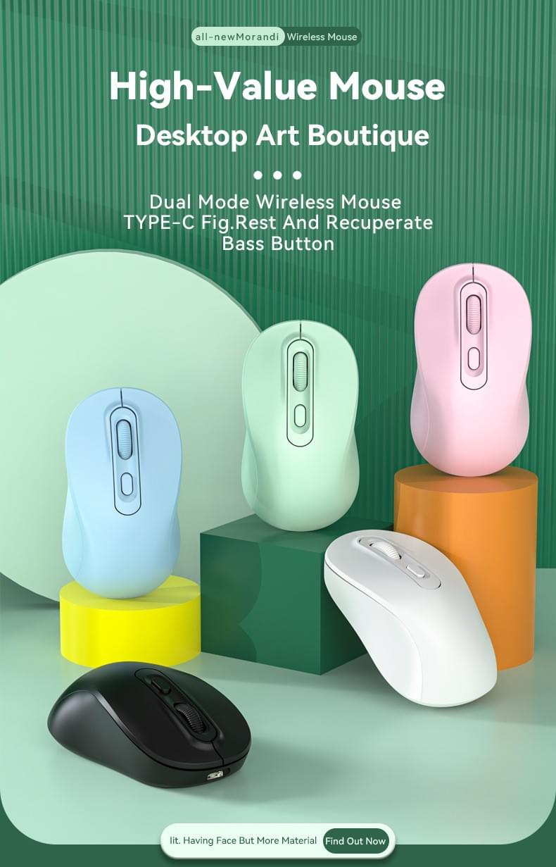 Rechargeable Wireless Mouse, 2.4G Bluetooth Dual Mode Ergonomic Silent Mouse, Type C Charging Comput