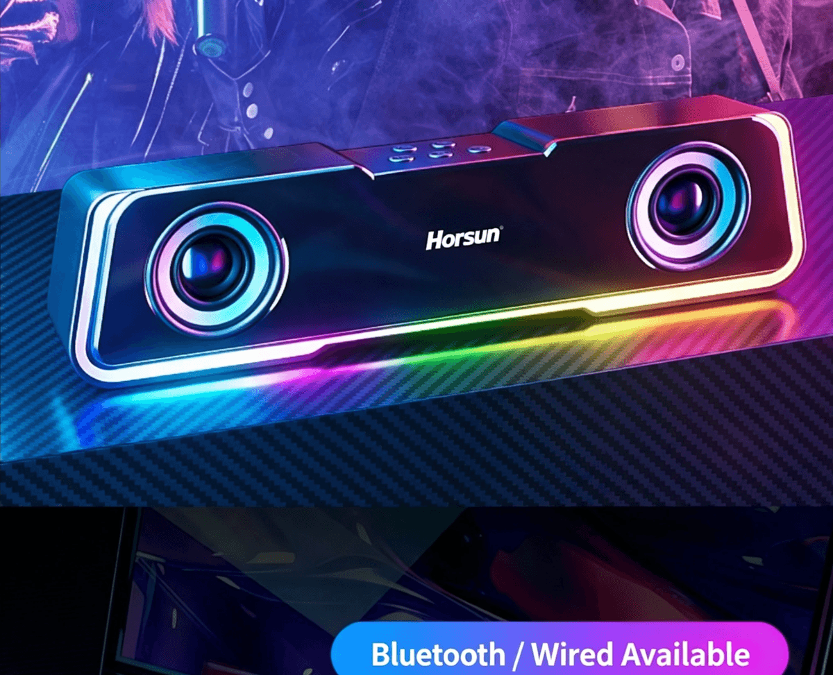 RGB Gaming Desktop Soundbar | Bluetooth & Wired Dual Connection