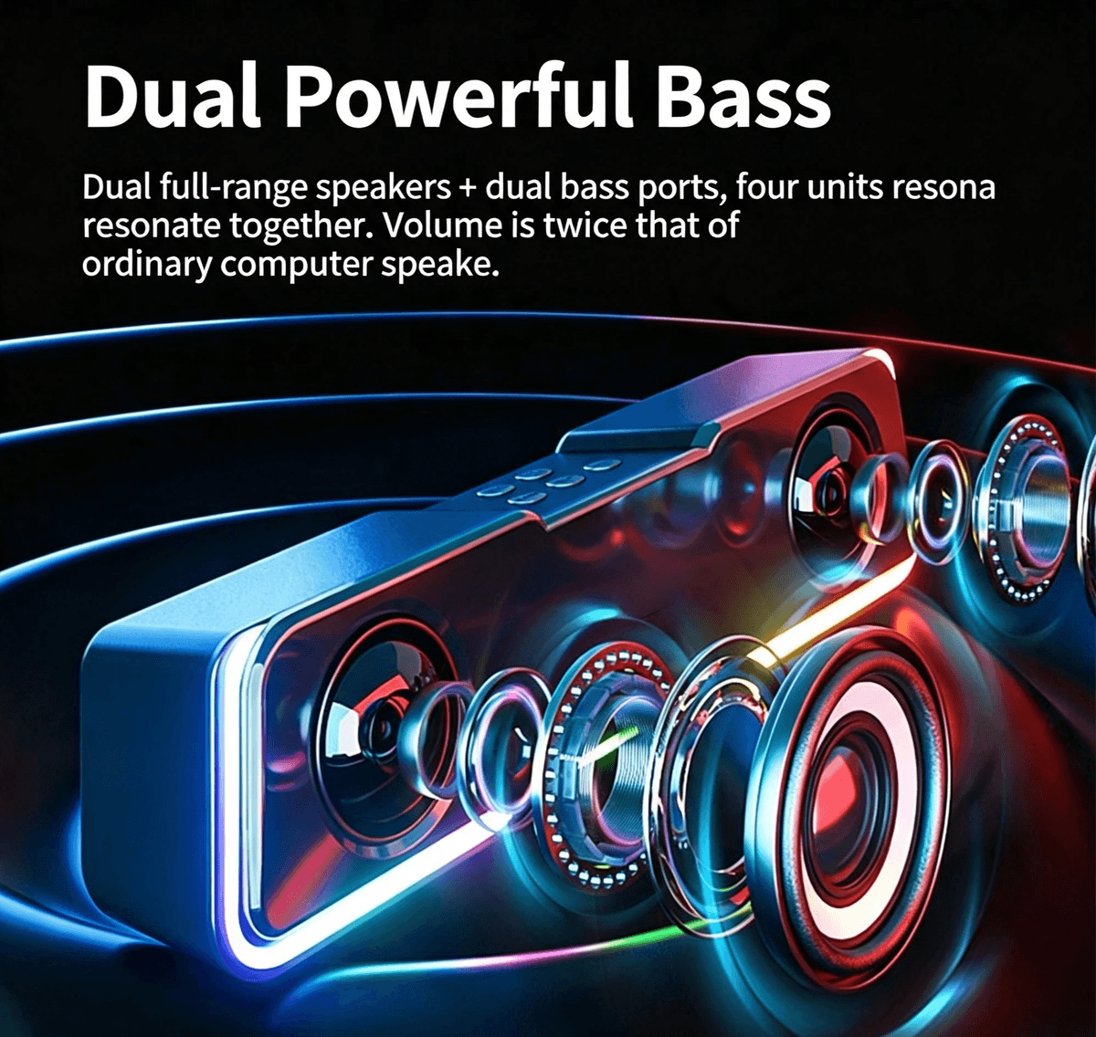 RGB Gaming Desktop Soundbar | Bluetooth & Wired Dual Connection