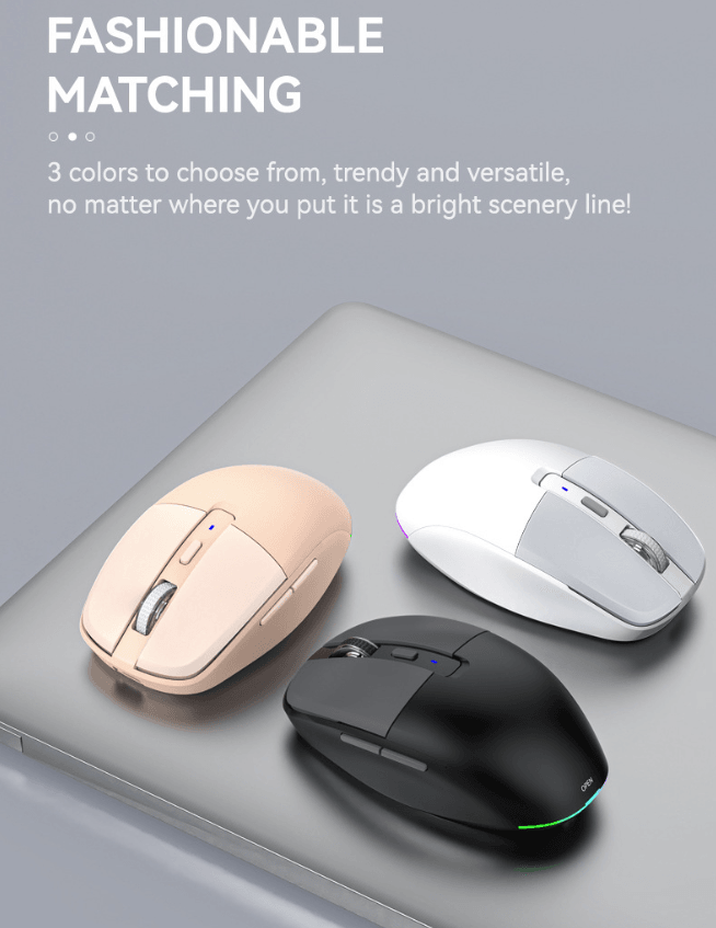 3‑Mode RGB Wireless Mouse | Dual USB‑C/2.4G Receiver Bluetooth5.1 Silent Rechargeable Mouse