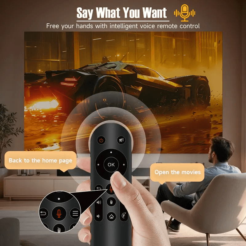 360° Rotatable Stand Smart Projector Android WiFi6 BT5.4 Auto Keystone Home Cinema