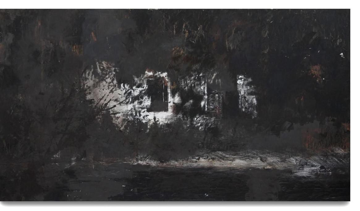 Painting - schilderij - Harm van den Berg - Bungalow, 2008, 122 x 22- cm, oil / acrylic on wood Painting - schilderij - Harm van den Berg - Bungalow, 2008, 122 x 22- cm, oil / acrylic on wood