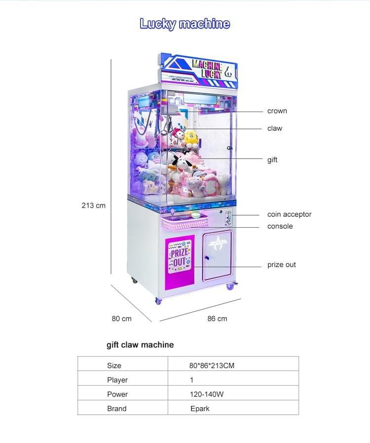 Shopping Mall Coin Operated Plush Toy Claw Machine