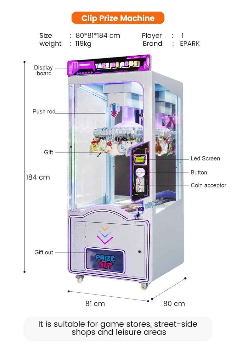 Clip Prize Machine for Arcade Gift Game and Shopping Mall