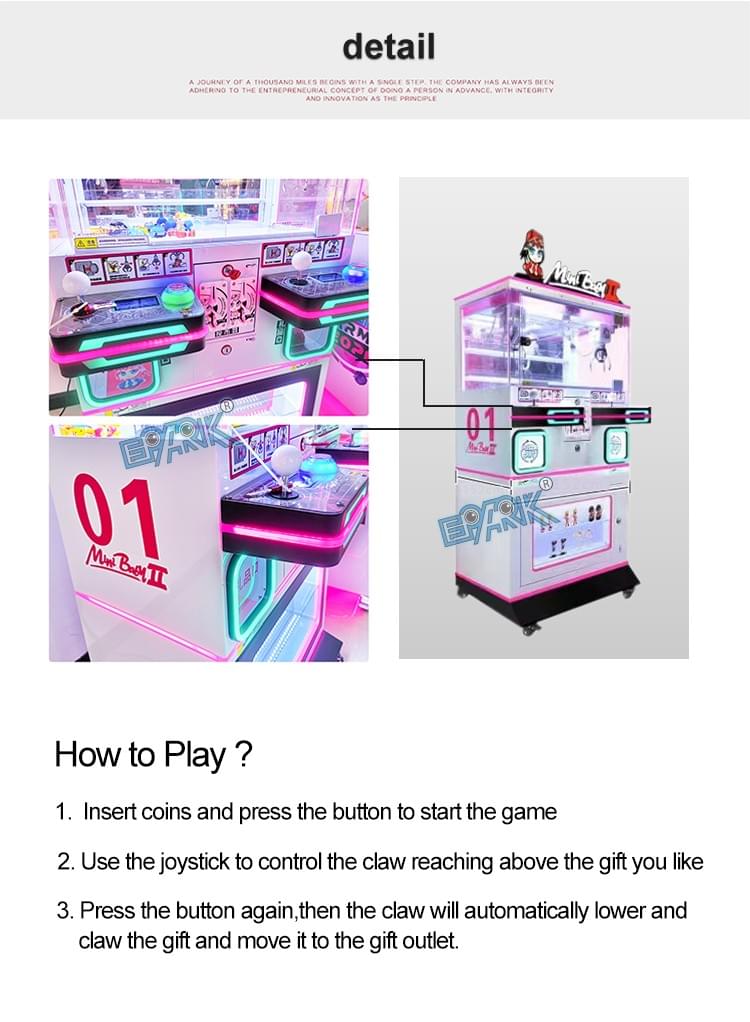 Mini Baby 2 Player Claw Machine for Arcade and Shopping Mall