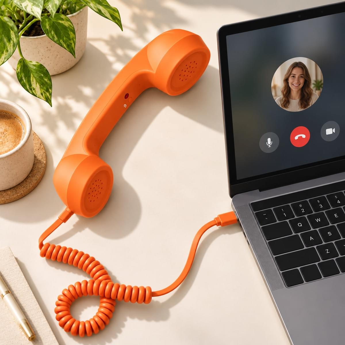 Retro phone handset for laptop and desktop calling Retro phone handset for laptop and desktop calling