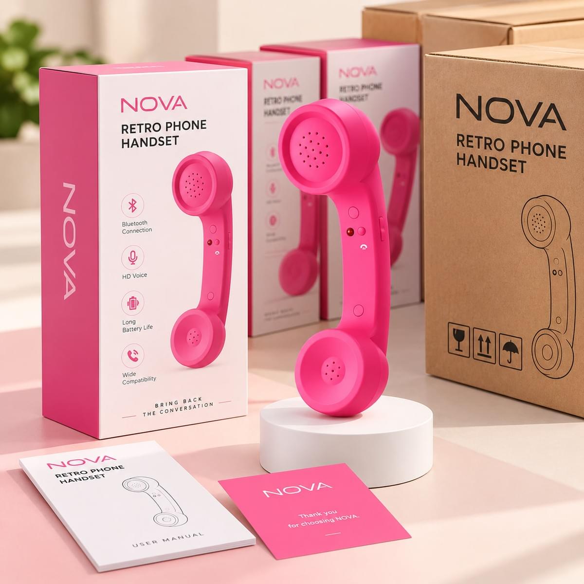 Private-label retro phone handset project with custom branded retail packaging, user manual, inserts and bulk shipping cartons for OEM and ODM production Private-label retro phone handset project with custom branded retail packaging, user manual, inserts and bulk shipping cartons for OEM and ODM production