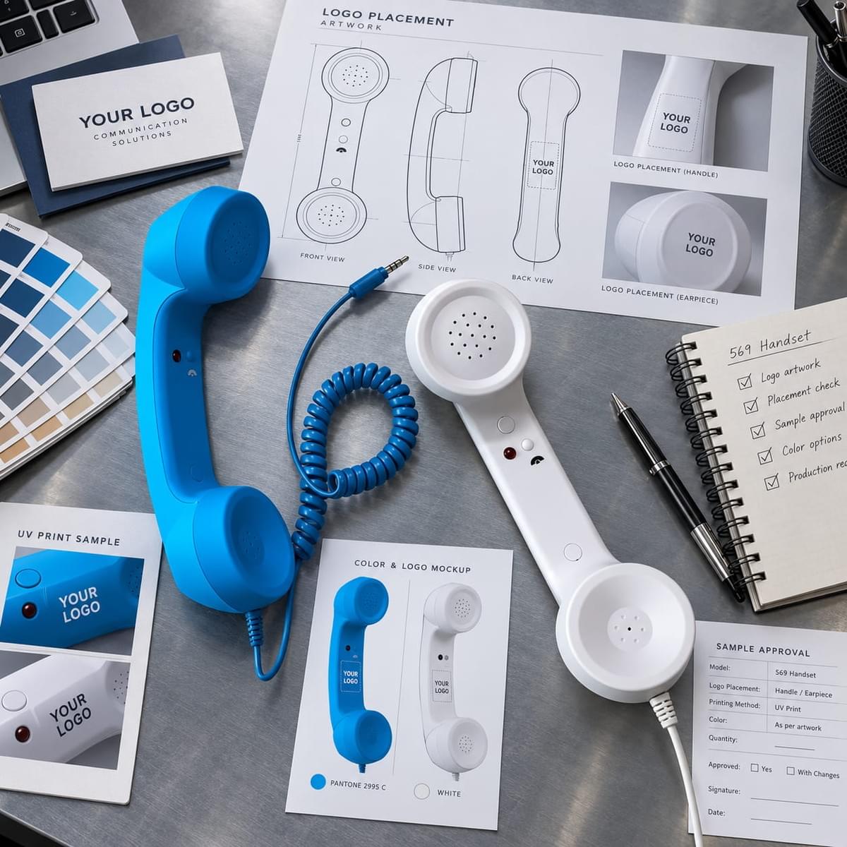 Private label retro phone handset logo placement and branding sample approval for OEM projects Private label retro phone handset logo placement and branding sample approval for OEM projects
