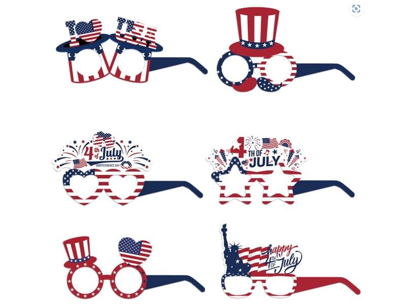 American Independence Day Paper Glasses USA Theme Decorative Props for Party Setup