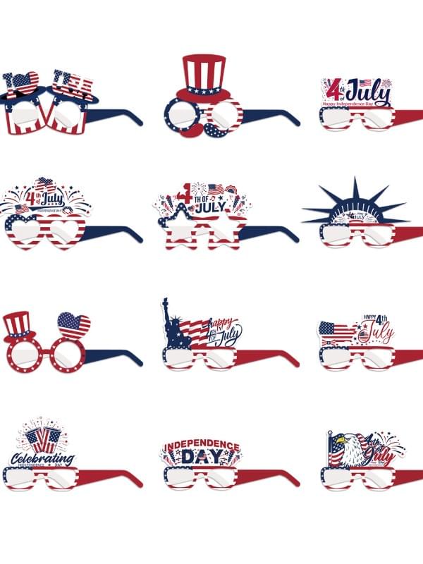 American Independence Day Paper Glasses USA Theme Decorative Props for Party Setup