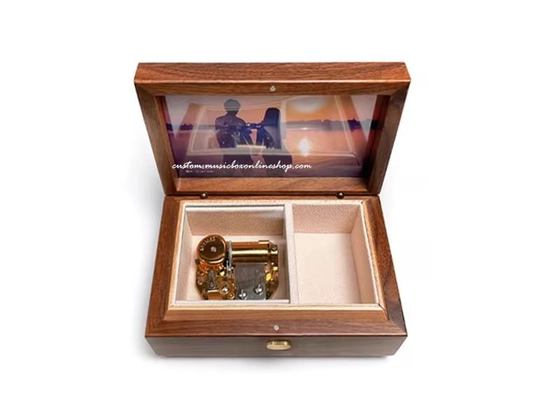 Walnut Wooden Music Box Custom Photo Frame Valentine's Day Gift
