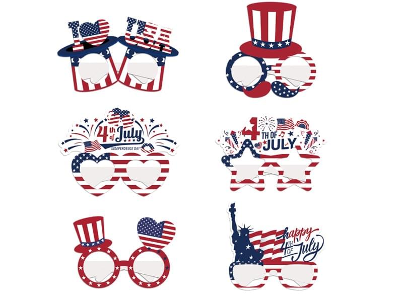 American Independence Day Paper Glasses USA Theme Decorative Props for Party Setup