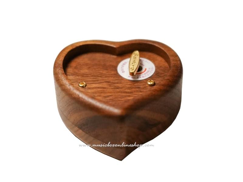 Walnut Heart Shaped Music Box with Mirror Christmas Gift