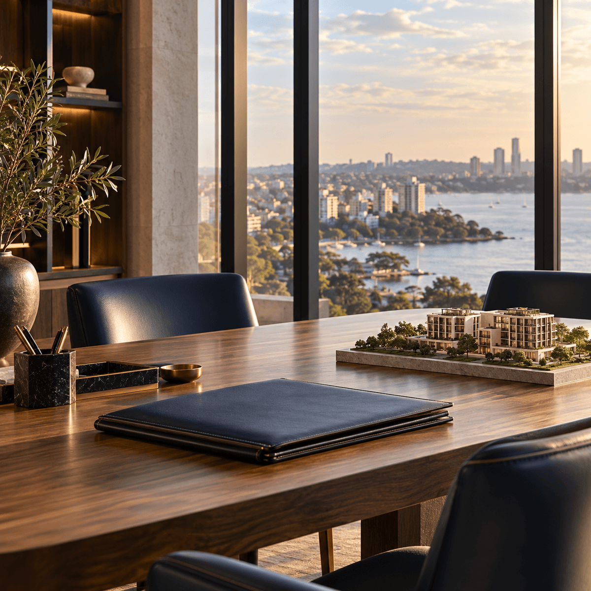 Illustrative private investment office overlooking a waterfront city — family offices and private capital. Illustrative private investment office overlooking a waterfront city — family offices and private capital.