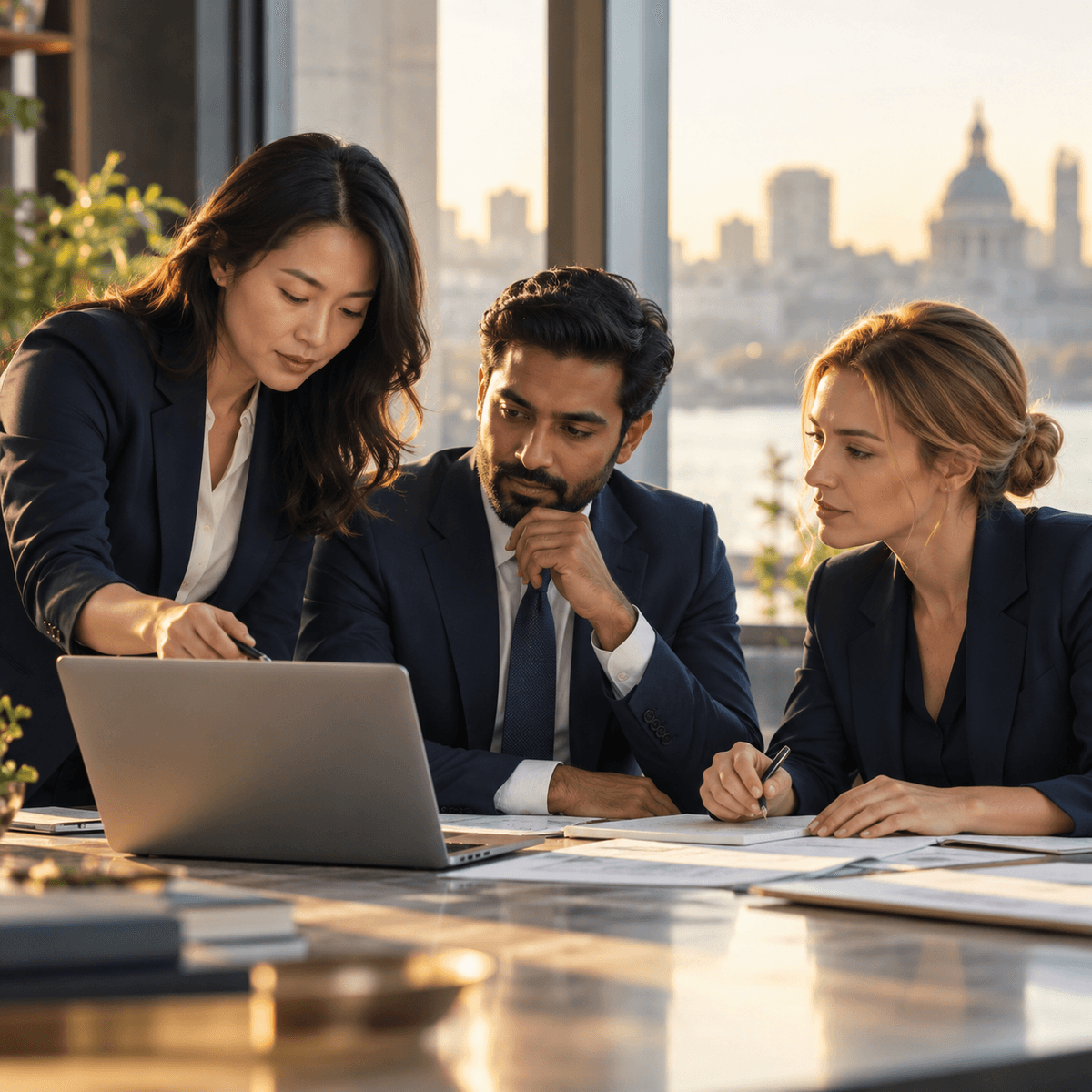 Illustrative professional team collaborating — talent, expertise and business partnerships. Illustrative professional team collaborating — talent, expertise and business partnerships.