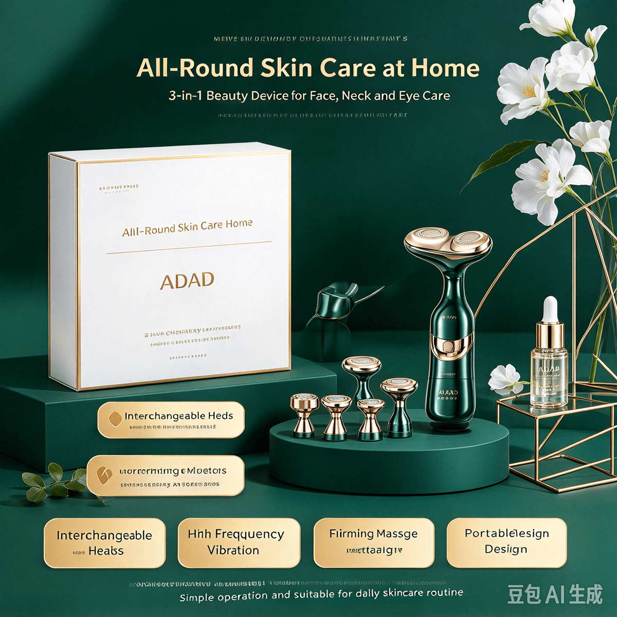 3-in-1 Face, Neck & Eye Beauty Device | Anti-Wrinkle Skin Tightening Massage Device