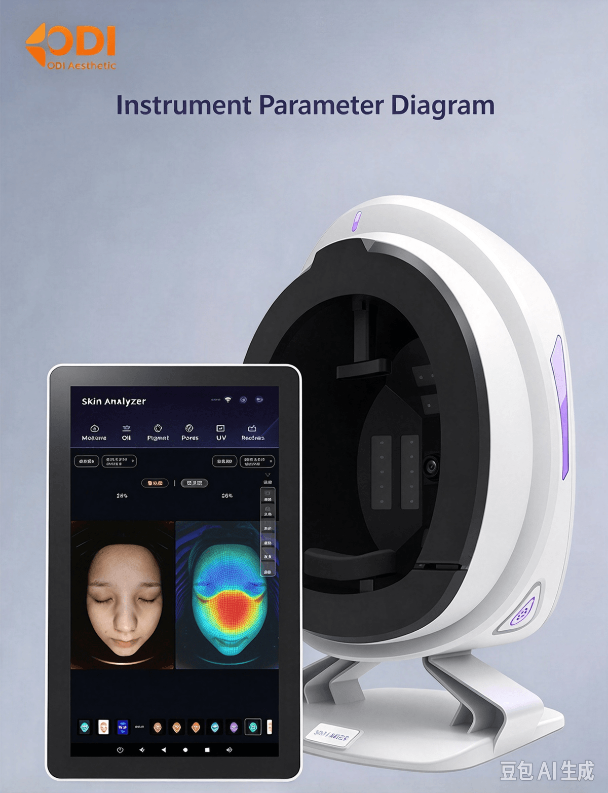 8 Spectral AI Skin Analyzer Machine 36 Megapixel Facial Skin Detector 15.6 Inch HD Screen Skin Analy