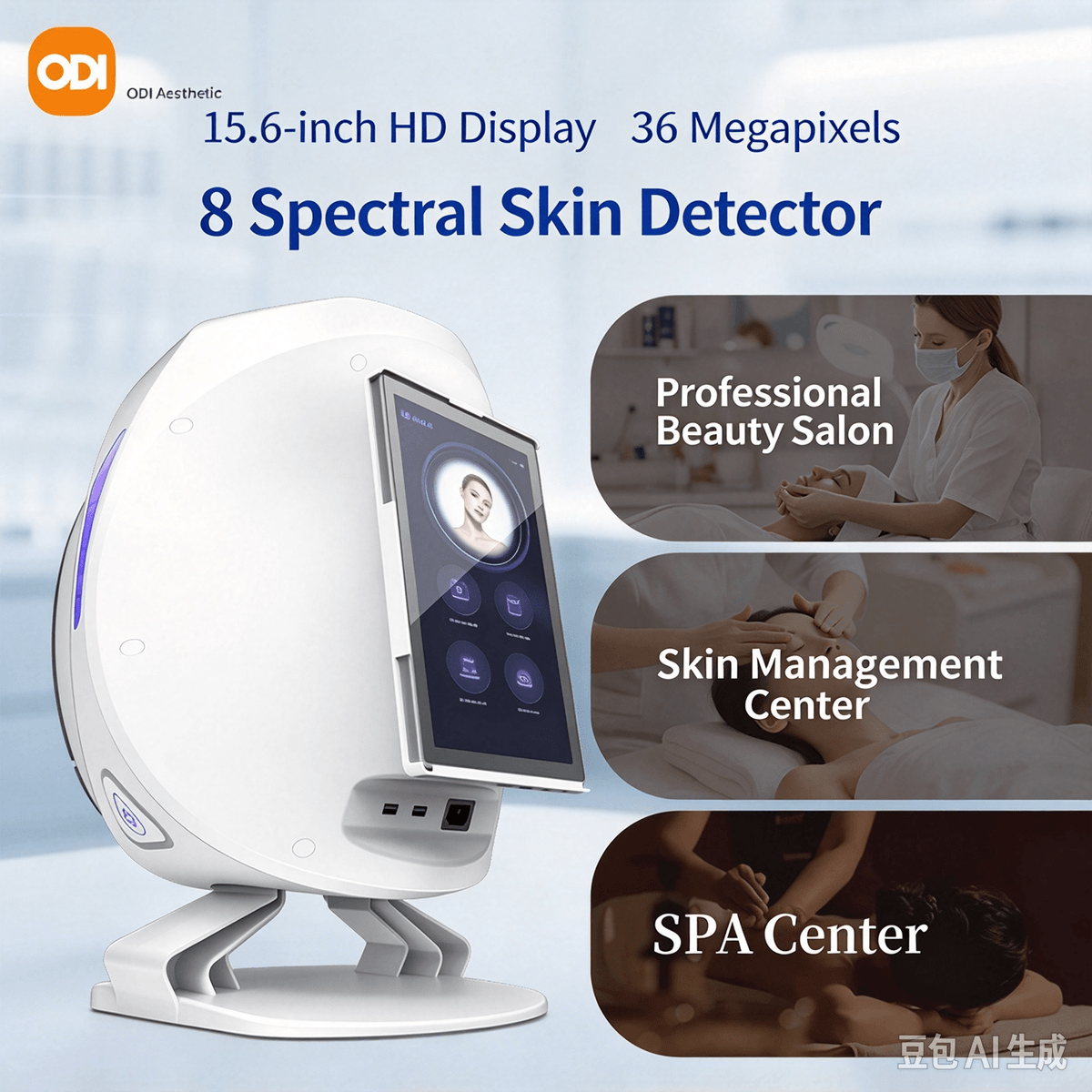 8 Spectral AI Skin Analyzer Machine 36 Megapixel Facial Skin Detector 15.6 Inch HD Screen Skin Analy
