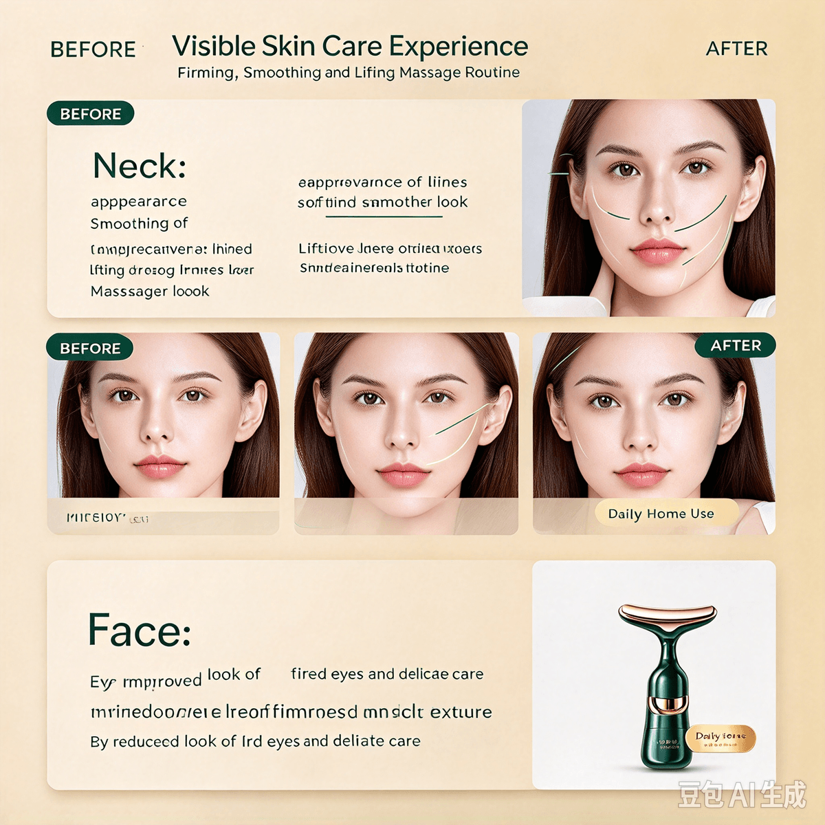 3-in-1 Face, Neck & Eye Beauty Device | Anti-Wrinkle Skin Tightening Massage Device