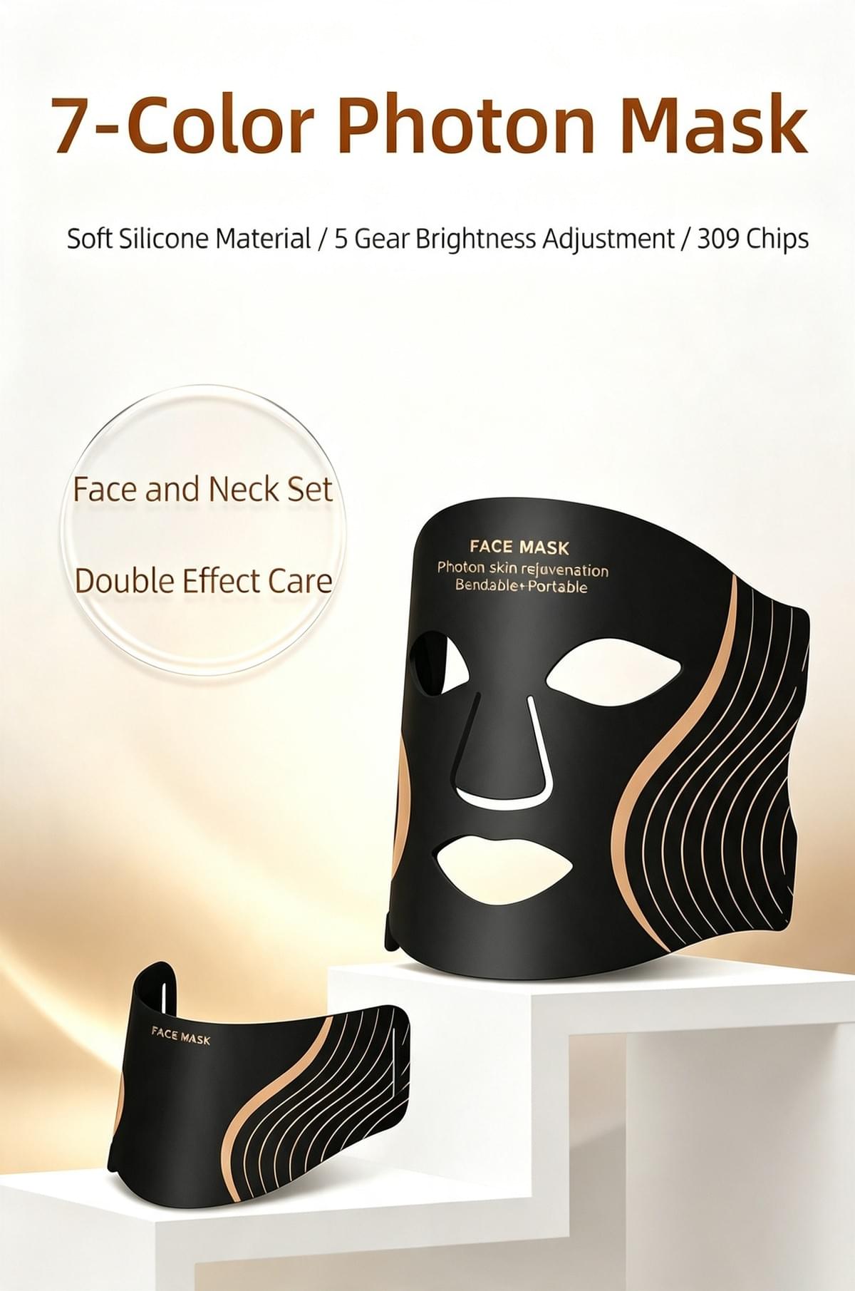 7 Colors Flexible Silicone LED Facial Mask Home Use Red Blue Light PDT Photon Therapy Beauty Mask Sk