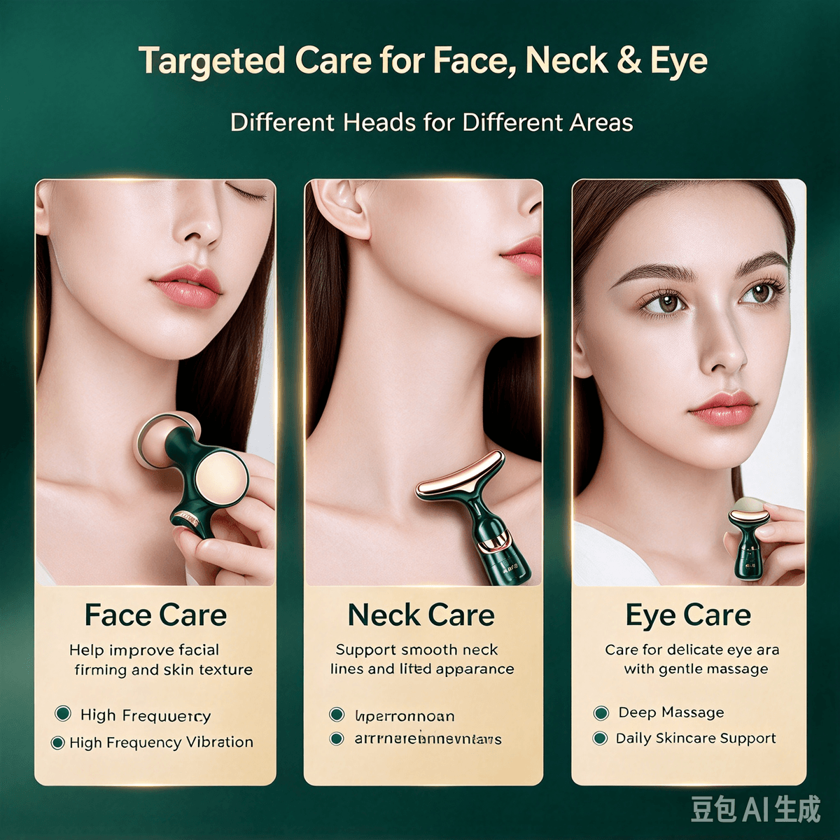 3-in-1 Face, Neck & Eye Beauty Device | Anti-Wrinkle Skin Tightening Massage Device