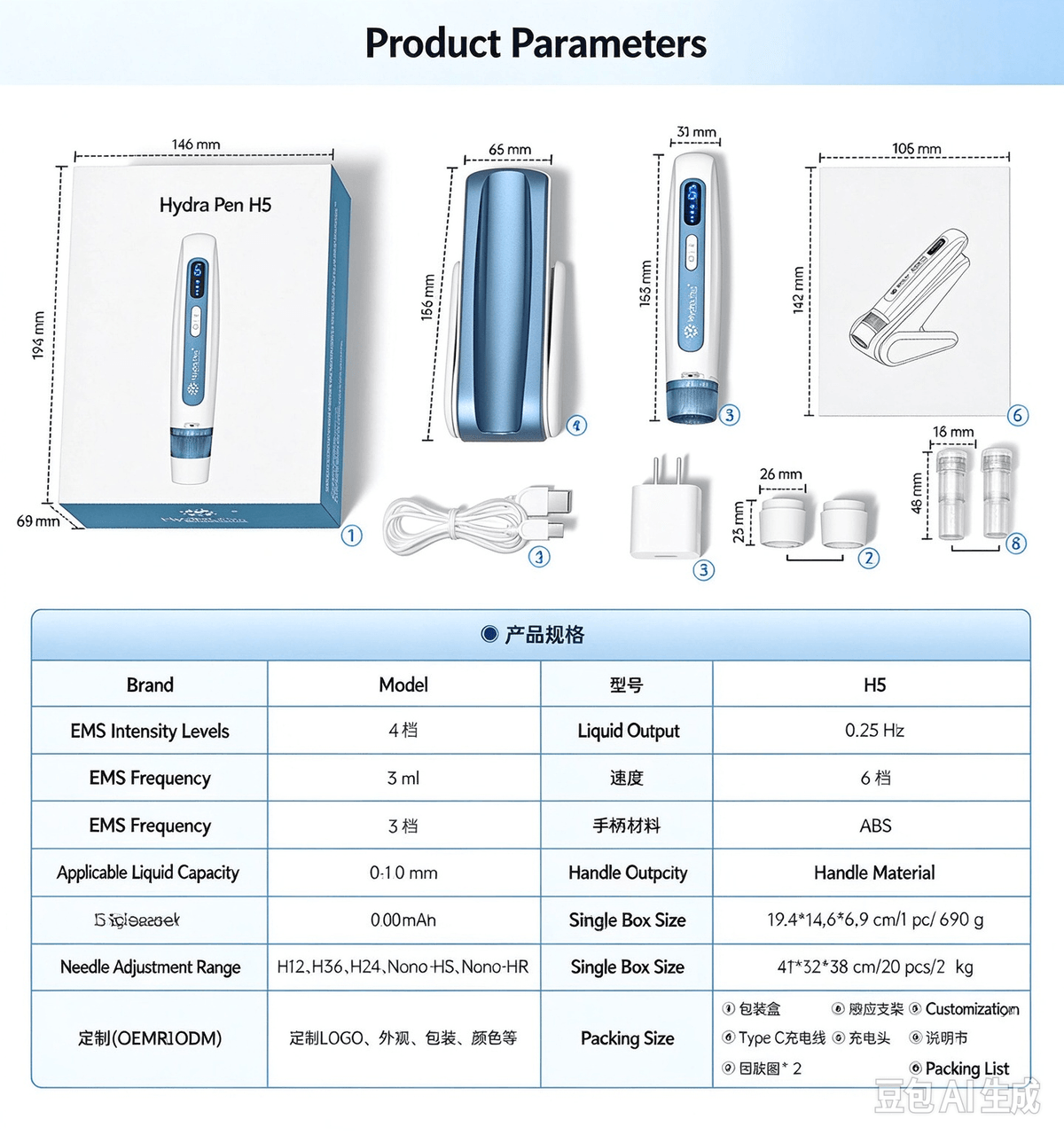 Hydra Pen H5 Microcurrent EMS Serum Infusion Device, Professional Skin Rejuvenation Beauty Instrumen