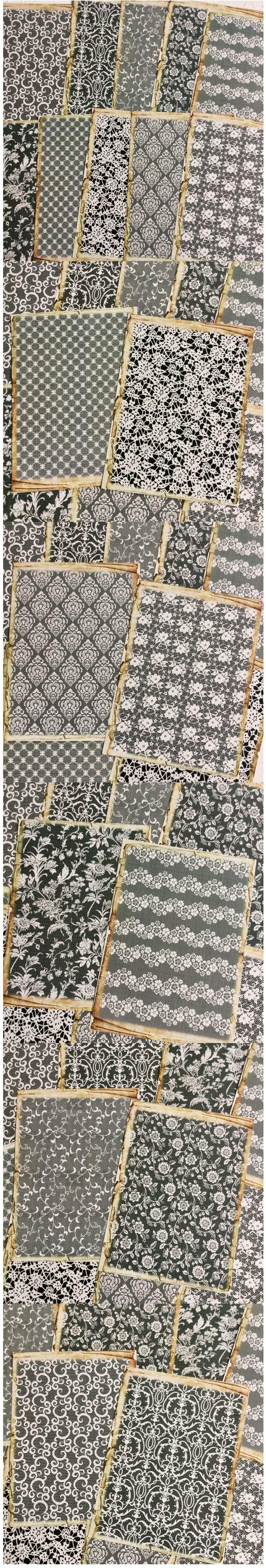 Dark Gothic Lace Backgrounds & Shabby Collage Sheets (11-19)