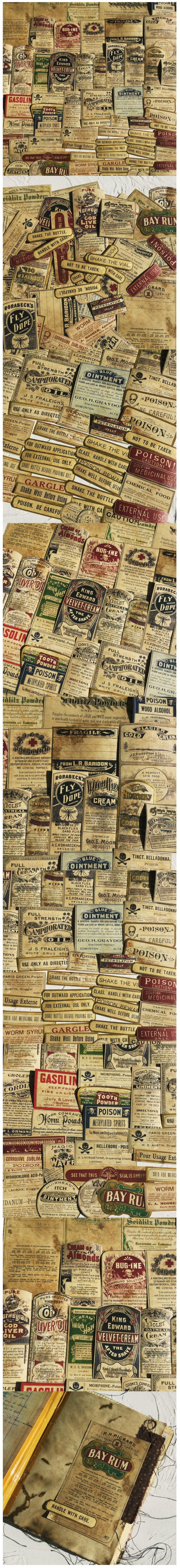 Coffee-Dyed Vintage English Word Strips & Labels (9-9)