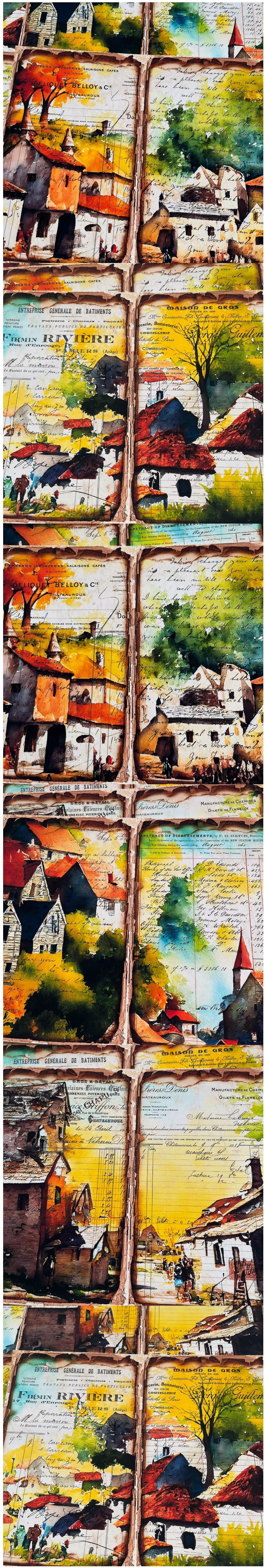 Golden Sunset Cottages & Vintage Dusk Scenery (24-15)