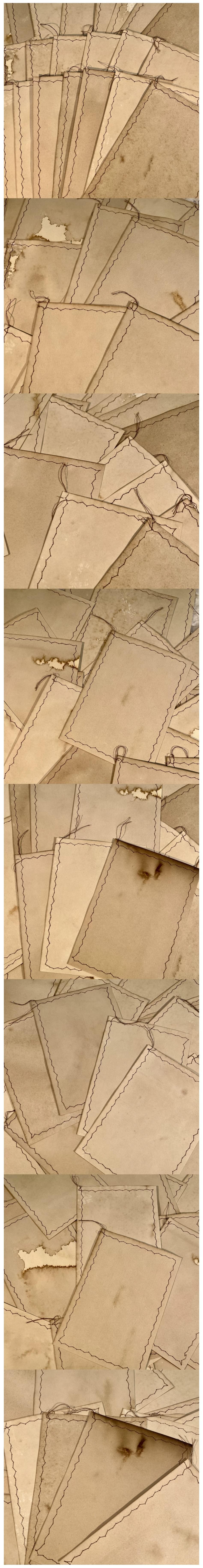Handmade Coffee-Stained Stitched Grid Note Papers (9-3)