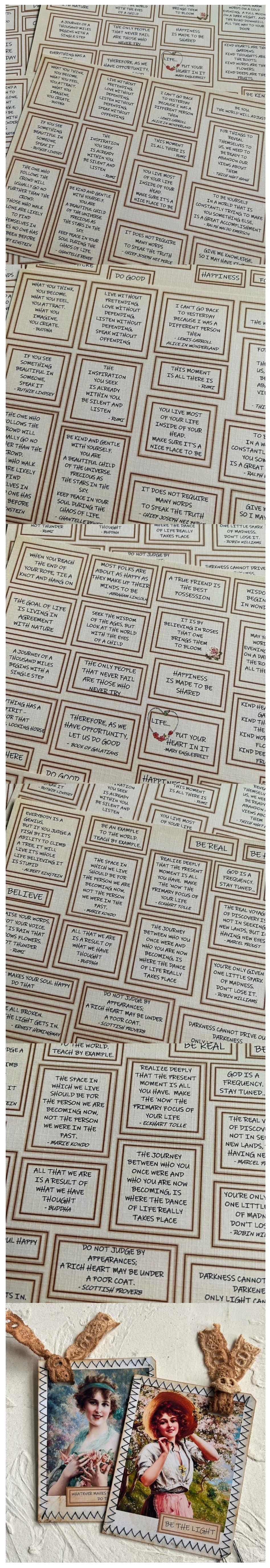Textured Cloth Paper English Ephemera Sticker Sheets (6-8)